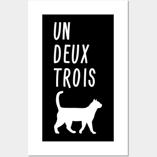 Un Deux Trois Cat Shirt Funny French Teacher Gift Posters and Art